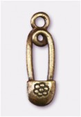 Breloque en métal épingle à nourrice 18x6 mm bronze x2