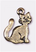 Breloque en métal chat 15x12 mm bronze x2