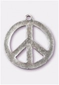 Pendentif en métal peace 37 mm argent vieilli x1