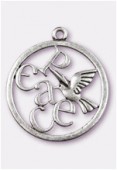 Pendentif en métal colombe peace 39 mm argent vieilli x1