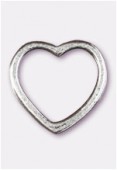 Perle en métal coeur fil plat 15x15 mm argent vieilli x2