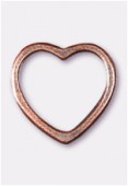 Perle en métal coeur fil plat 15x15 mm cuivre x2