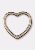 Perle en métal coeur fil plat 15x15 mm bronze x2