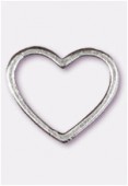 Perle en métal coeur fil plat 22x20 mm argent vieilli x1