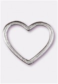 Perle en métal coeur fil plat 22x20 mm argent vieilli x1