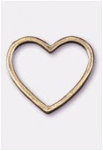 Perle en métal coeur fil plat 22x20 mm bronze x1