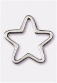 Perle en métal étoile fil plat 22 mm argent vieilli x1