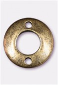 Perle en métal anneau 14 mm 2 trous bronze x2