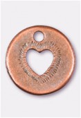 Breloque en métal coeur découpé 14 mm cuivre x2