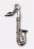 Breloque en métal saxophone 25x13 mm argent vieilli x2