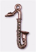 Breloque en métal saxophone 25x13 mm cuivre x2
