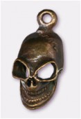 Breloque en métal tête de mort gothique 22x10 mm bronze x2