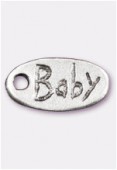 Breloque en métal baby 18x9 mm argent vieilli x2