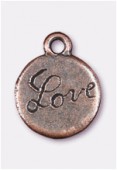Breloque en métal love 13 mm cuivre x2