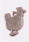Breloque en métal poule 15x12 mm cuivre x2