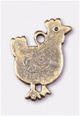 Breloque en métal poule 15x12 mm bronze x2