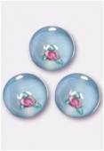 Ronde fleurie 6 mm aqua x1