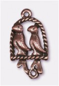 Breloque en métal oiseau perchoir 25x15 mm cuivre x1