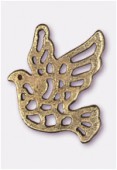 Breloque en métal colombe ajourée 24x21 mm bronze x2