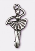 Breloque en métal danseuse 26x13 mm argent vieilli x1