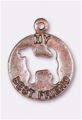 Breloque en métal My dog best friend 20 mm cuivre x1