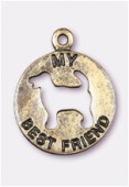 Breloque en métal My dog best friend 20 mm bronze x1