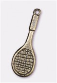 Breloque en métal raquette de tennis 27x9 mm bronze x2