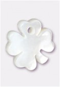Trèfle à quatre feuilles en nacre 11 mm blanc x1