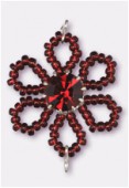 Pendentif rocaille fleur A 25 mm garnet / garnet x1