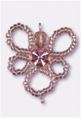 Pendentif rocaille fleur B 30 mm pink / light amethyst x1