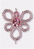 Pendentif rocaille fleur B 30 mm pink / fuchsia x1