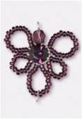 Pendentif rocaille fleur B 30 mm amethyst / amethyst x1