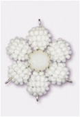 Pendentif rocaille fleur C 27 mm white / chalk white x1