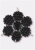 Pendentif rocaille fleur C 27 mm jet / jet x1