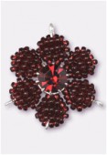 Pendentif rocaille fleur C 27 mm garnet / garnet x1