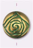 Perle rosebude 18 mm bronze green patina x2