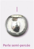 Perle en métal ronde semi percée 3 mm argent x4