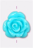 Rose en résine 13 mm turquoise x1 Rose en résine 13 mm turquoise x1