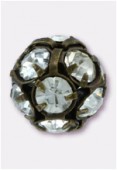 Boule strass 12 mm crystal / cuivre x1