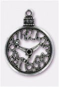 Pendentif en métal cadran de montre 30 mm argent vieilli x1