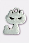 Breloque en métal chat 16x12 mm argent vieilli x2