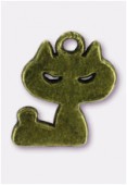 Breloque en métal chat 16x12 mm bronze x2