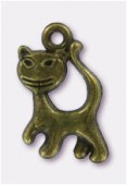 Breloque en métal chat 20x13 mm bronze x2