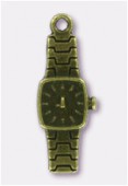 Breloque en métal montre bracelet 22x9 mm bronze x2