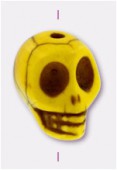 Howlite perle tête de mort 18x15 mm jaune x1