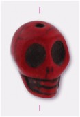 Howlite perle tête de mort 18x15 mm rouge x1