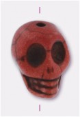 Howlite perle tête de mort 13x10 mm marron rouge x1