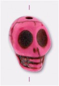 Howlite perle tête de mort 18x15 mm rose x1