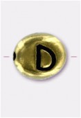 Perle en métal alphabet D 7x6 mm or x2