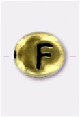 Perle en métal alphabet F 7x6 mm or x2